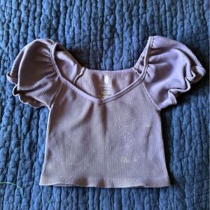 Free People Movement Happiness Runs Puff Sleeve Crop Top